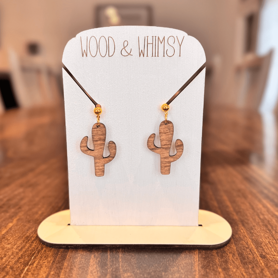 Wood Catus Earring