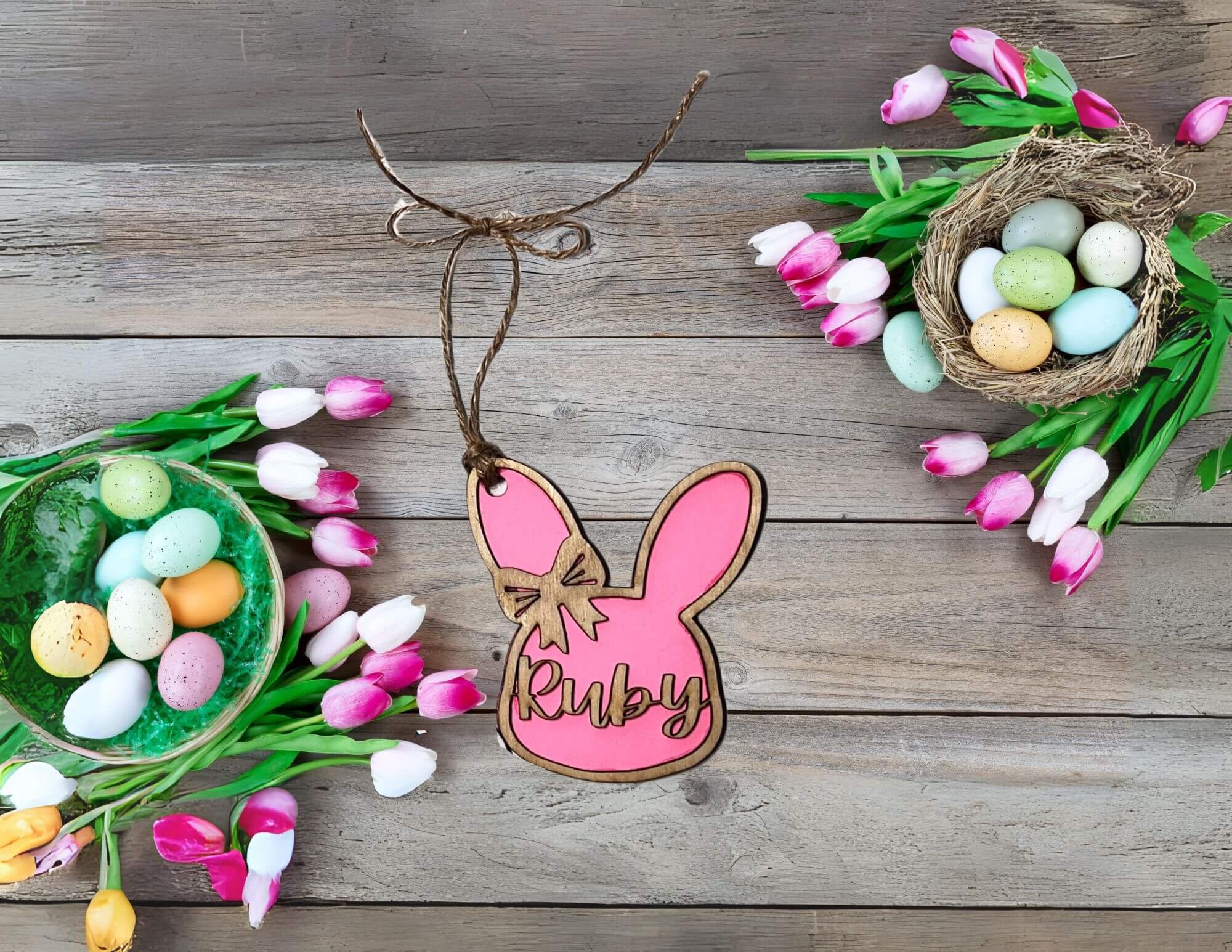 Custom Easter Basket Name Tag Girl