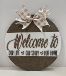 Our Life, Our Story, Our Home Door Wreath with Interchangeable Bows